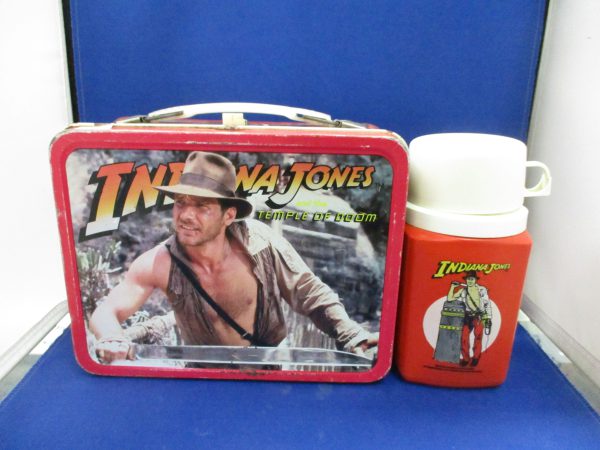 1984 Metal Indiana Jones And The Temple Of Doom Lunchbox W/ Thermos