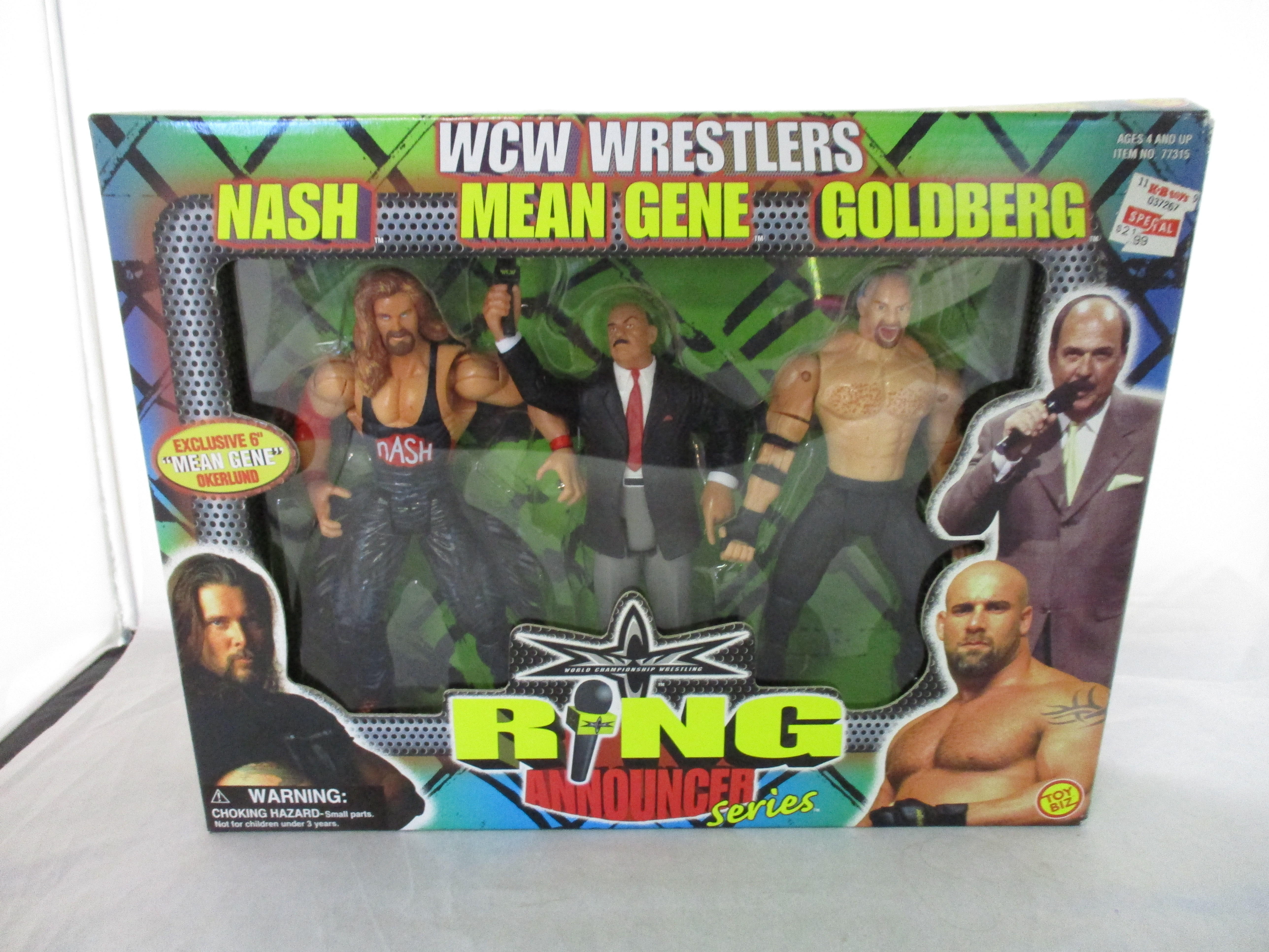 WCW Wrestlers Ring Announcer Series 3 Pack Nash Mean Gene Goldberg