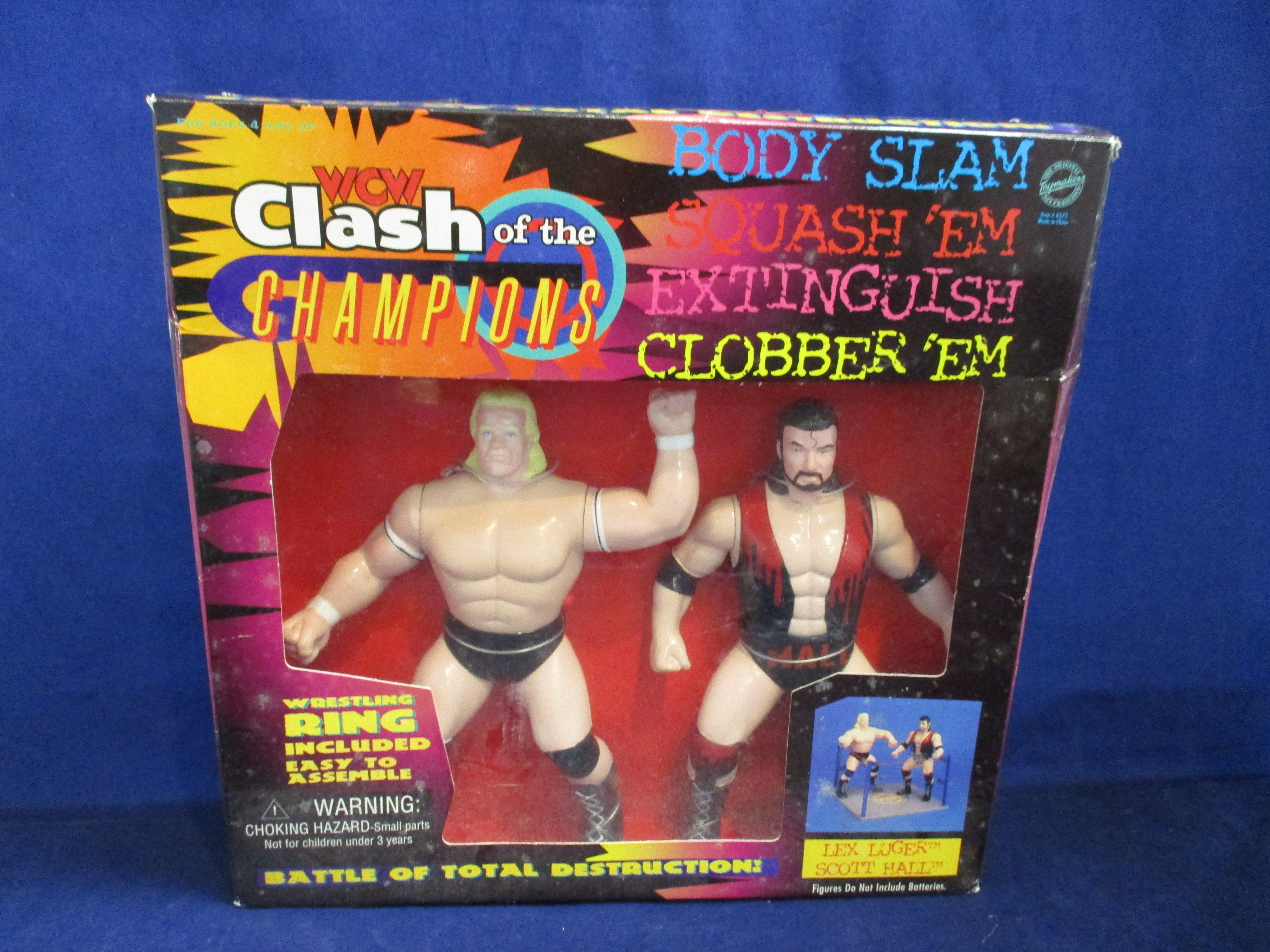 WCW Clash Of The Champions Wrestling Ring W/ Lex Luger & Scott Hall