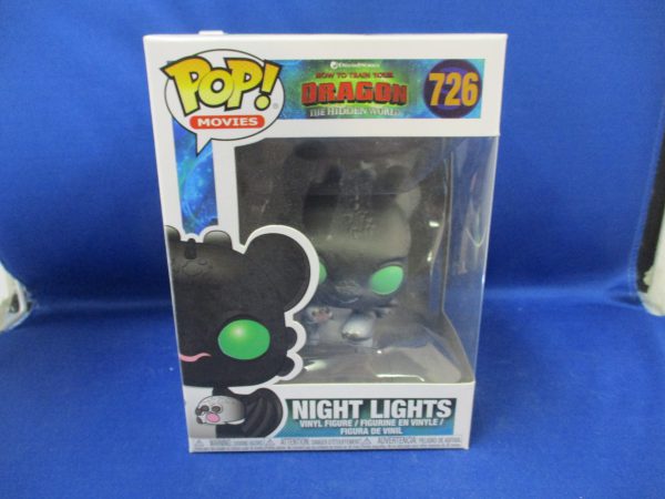 Funko POP! How To Train Your Dragon The Hidden World #726 Night Lights (Black and White with Green Eyes)