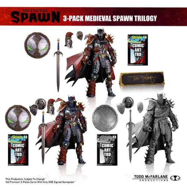 Mcfarlane Kickstarter Medieval Spawn 3 Pack Trilogy Set Autographed Exclusive