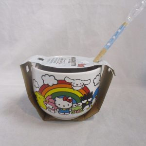 Sanrio Hello Kitty And Friends Rainbow Ceramic Ramen Rice Bowl W/ Chopsticks